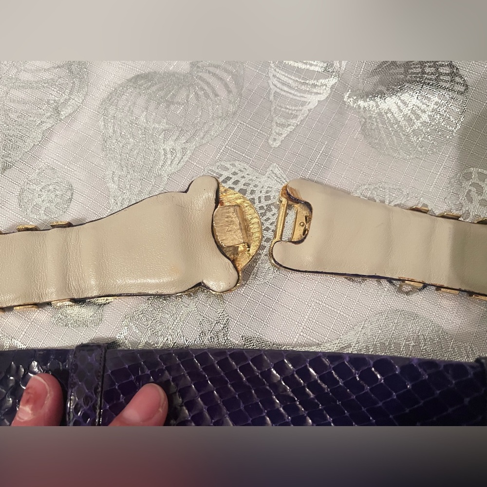 Vintage Judith Leiber Purple Snakeskin Belt - Picture 5 of 6